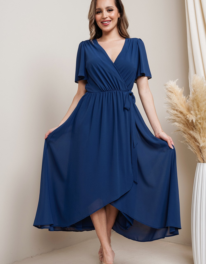 Soieblu Lexi Midi Wrap Dress in Parisian Blue