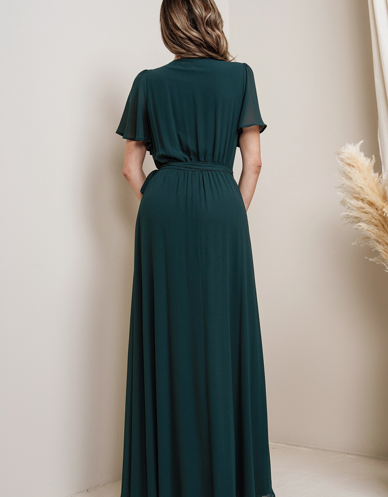 Soieblu Lexi Maxi Wrap Dress in Emerald Green