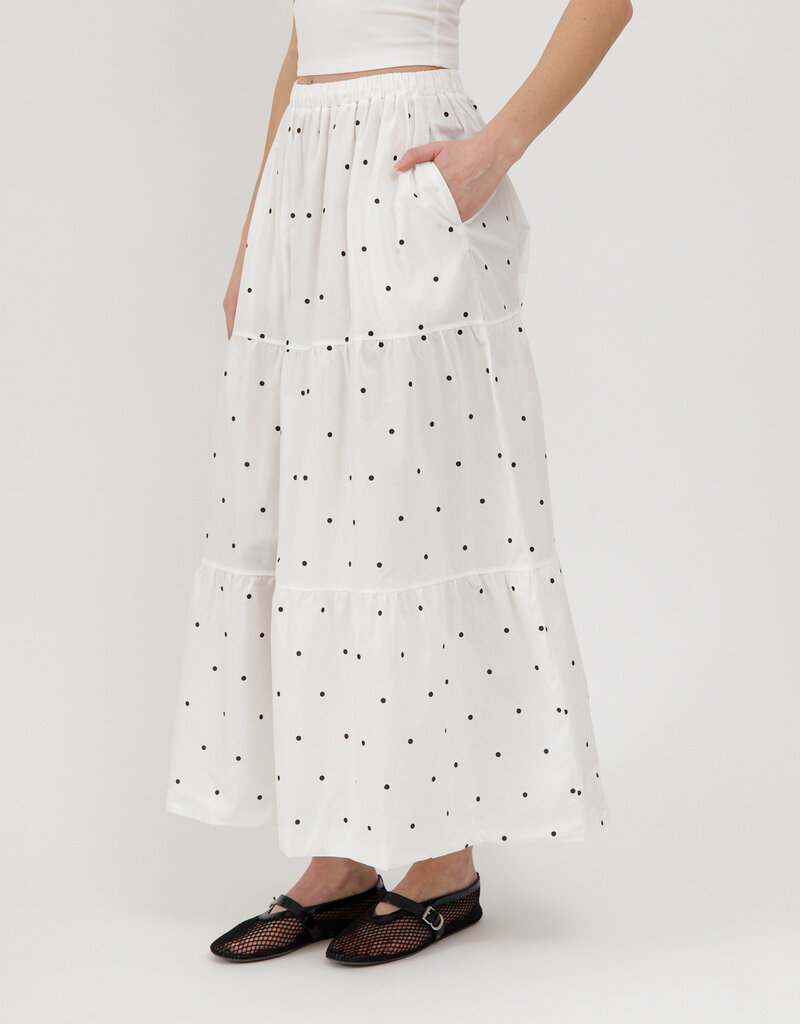 Brunette the Label Poplin Long Skirt In Polkadot Print