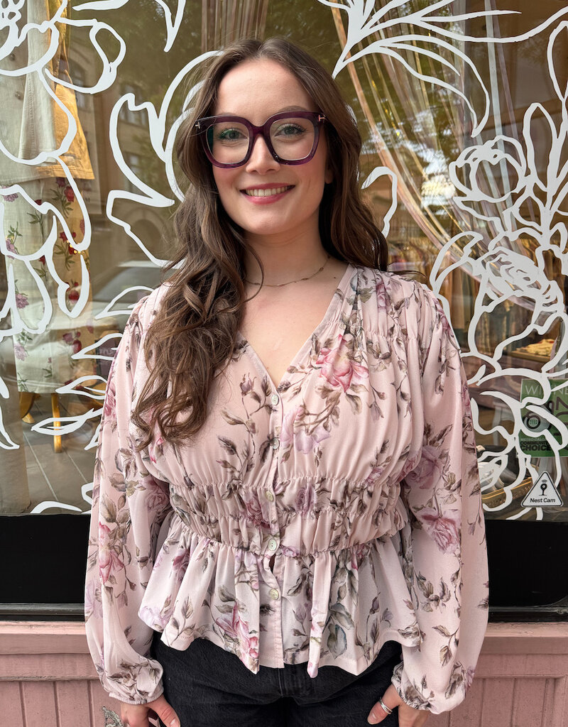 ASTRID Unbirthday Blouse in Rose Print (FINAL SALE)