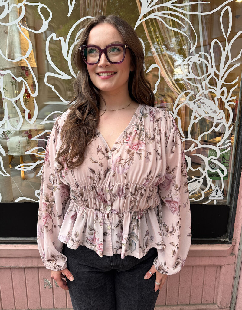 ASTRID Unbirthday Blouse in Rose Print