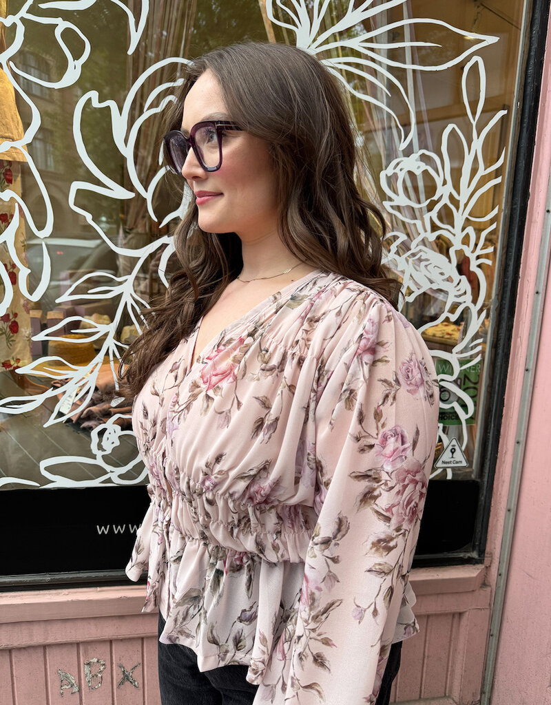 ASTRID Unbirthday Blouse in Rose Print