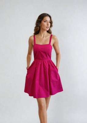 Priv Nonnie Poplin Cocktail Dress in Pink
