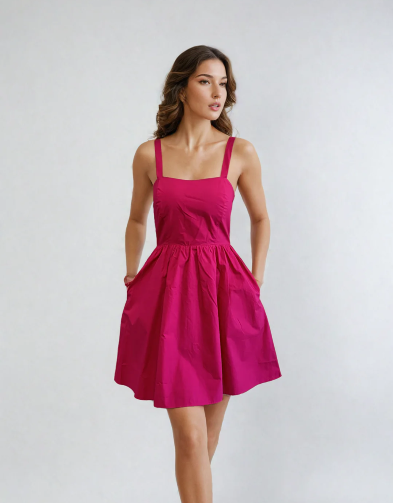 Privilege Nonnie Poplin Cocktail Dress in Pink
