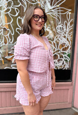 Privilege Minnie 2pc Short Set in Rose Gingham