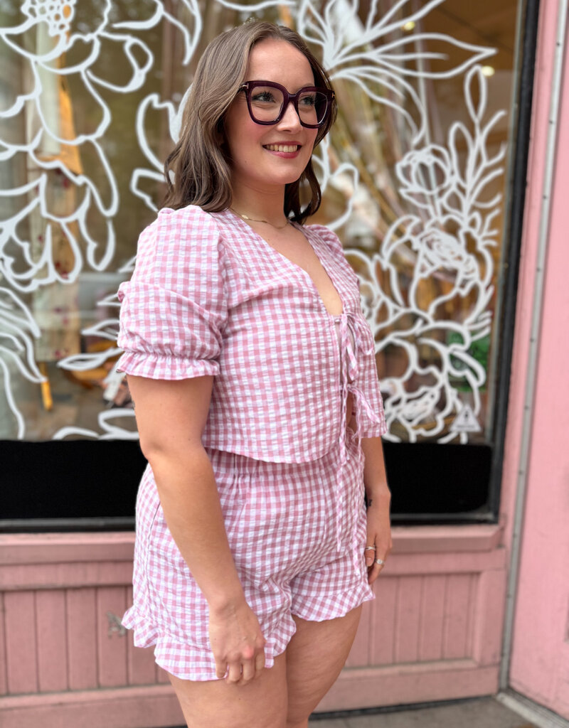 Privilege Minnie 2pc Short Set in Rose Gingham