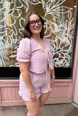 Privilege Minnie 2pc Short Set in Rose Gingham