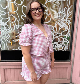 Privilege Minnie Short Set in Rose Gingham *Only Large Left*