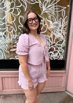 Priv Minnie Short Set in Rose Gingham
