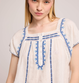 Louizon Atmobis Embroidered Cotton Blouse *Only One Left - Large*