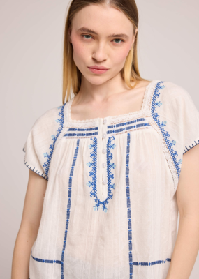 Louizon Atmobis Embroidered Cotton Blouse *ONLY LARGE LEFT*