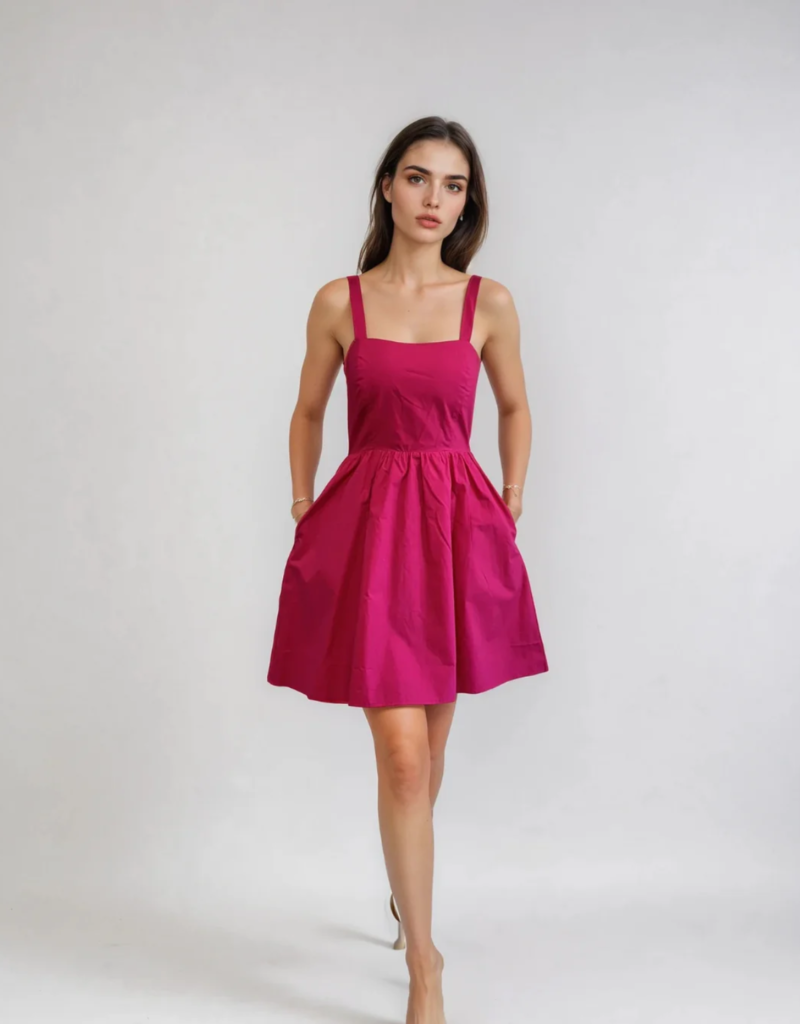 Privilege Nonnie Poplin Cocktail Dress in Pink (FINAL SALE)