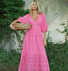 Molly Bracken Chappell Embroidered Cotton Eyelet Midi Dress
