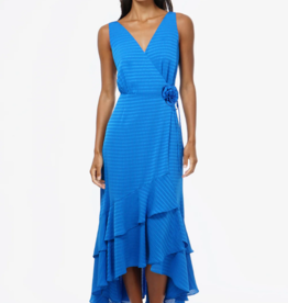 Adelyn Rae Patricia Textured Rosette Wrap Midi Dress