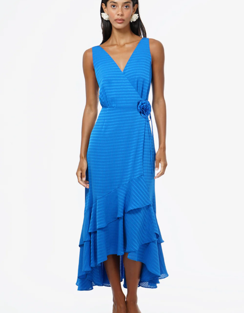Adelyn Rae Patricia Textured Rosette Wrap Midi Dress