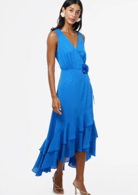Adelyn Rae Patricia Textured Rosette Wrap Midi Dress