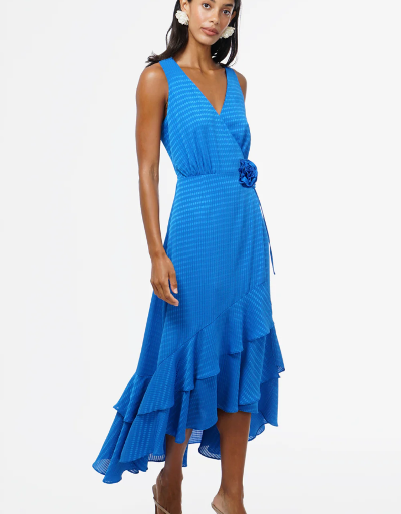 Adelyn Rae Patricia Textured Rosette Wrap Midi Dress