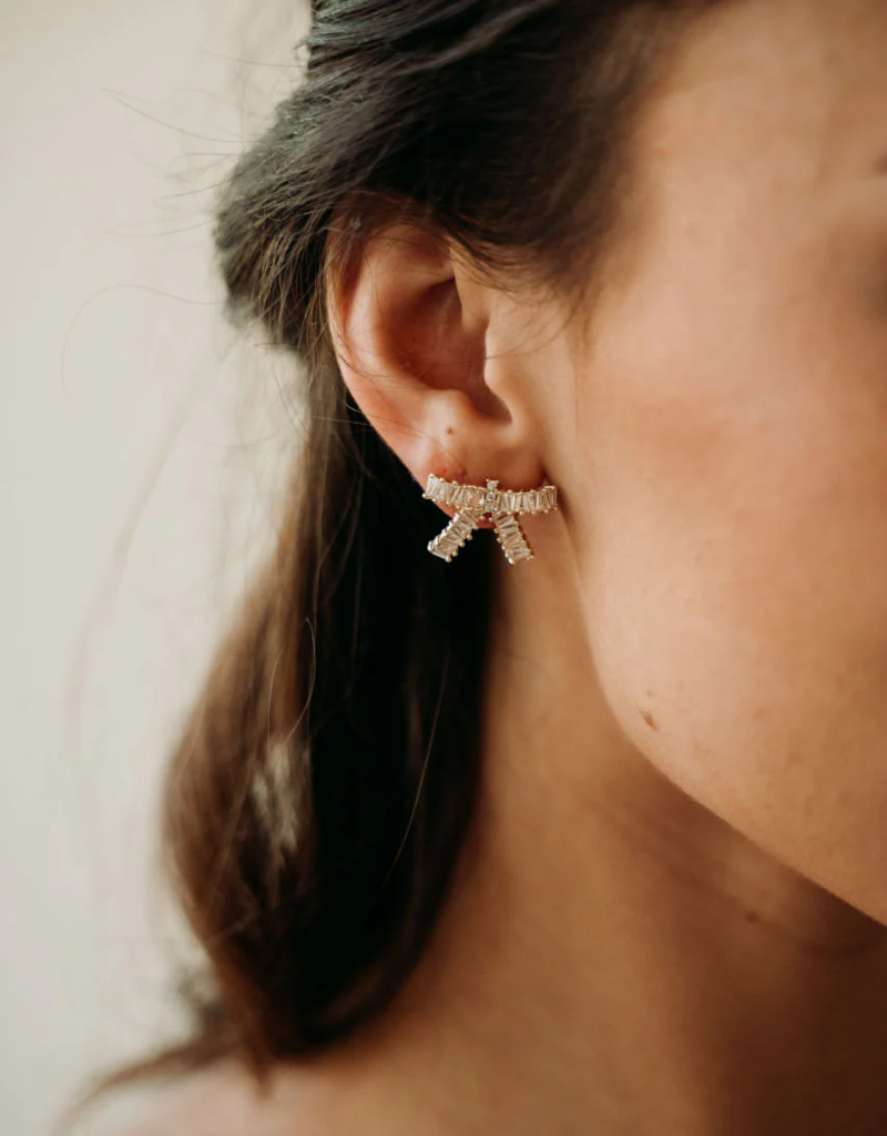 Luna & Stone Crystal Bow Stud Earring