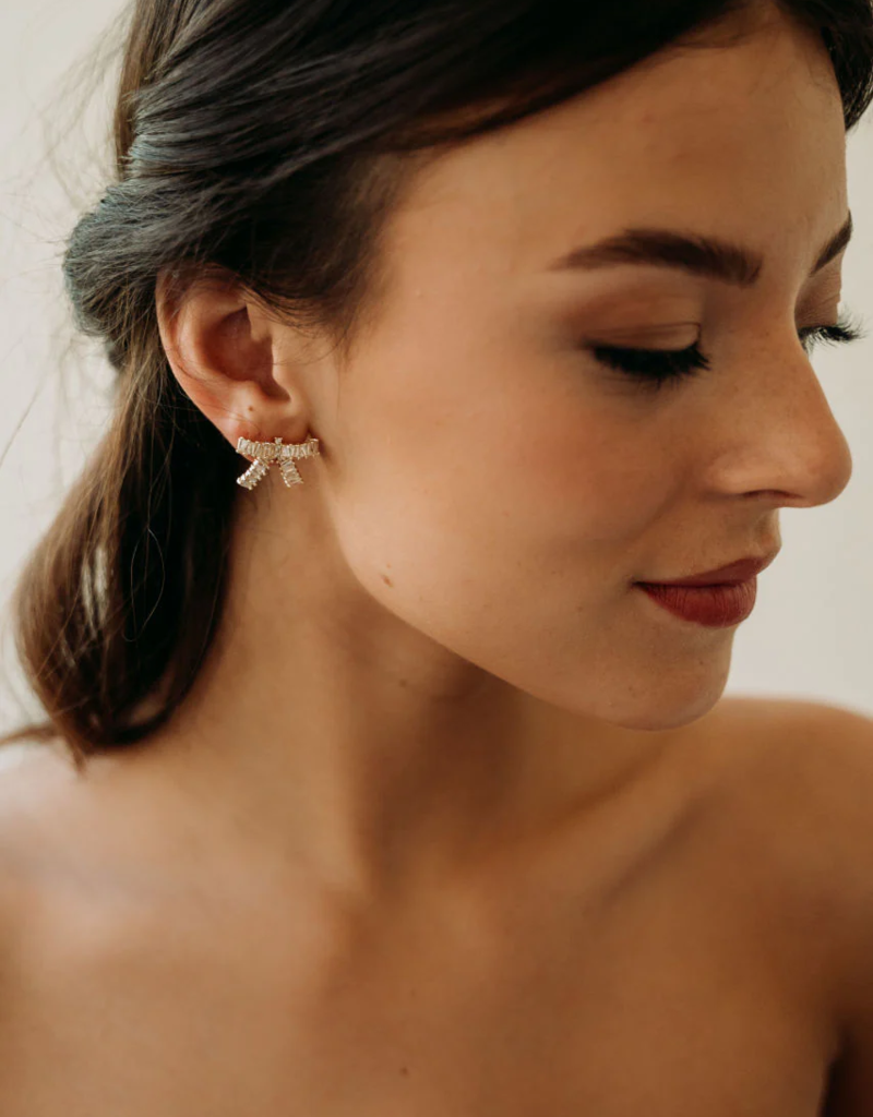 Luna & Stone Crystal Bow Stud Earring