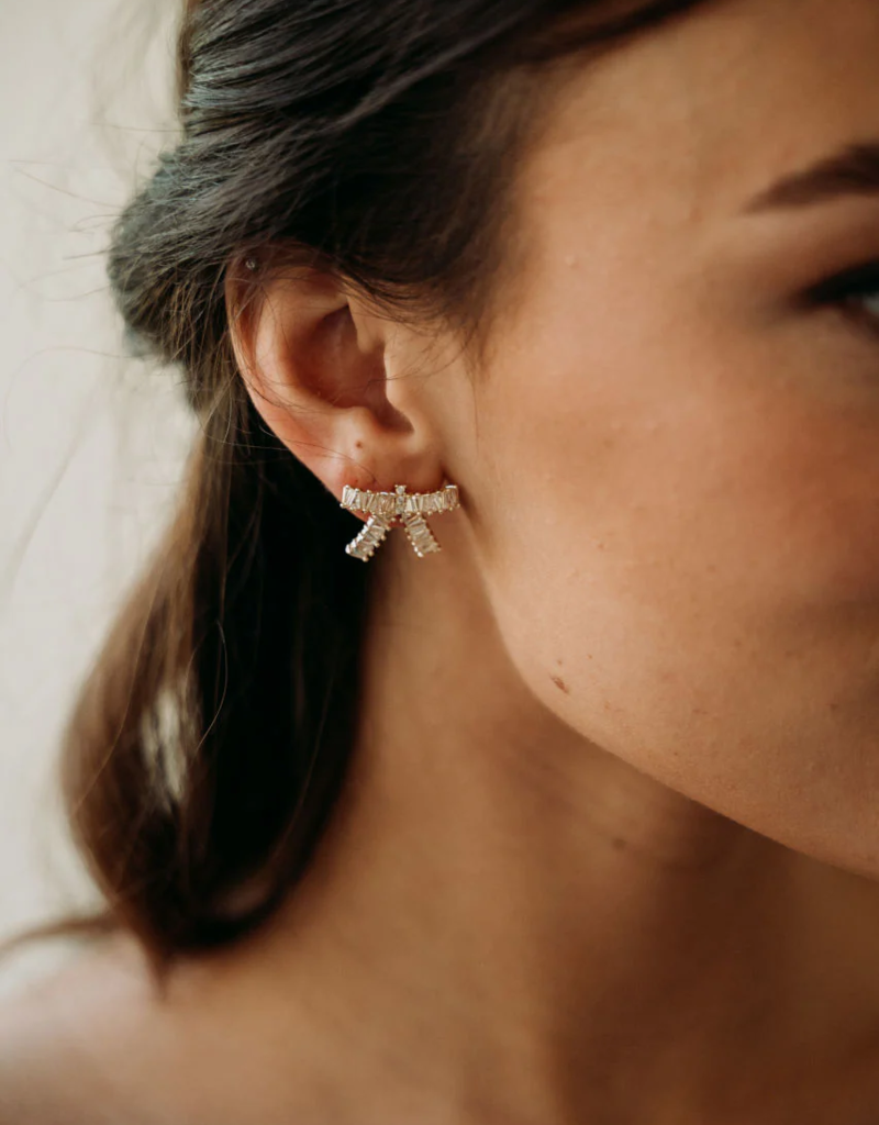 Luna & Stone Crystal Bow Stud Earring