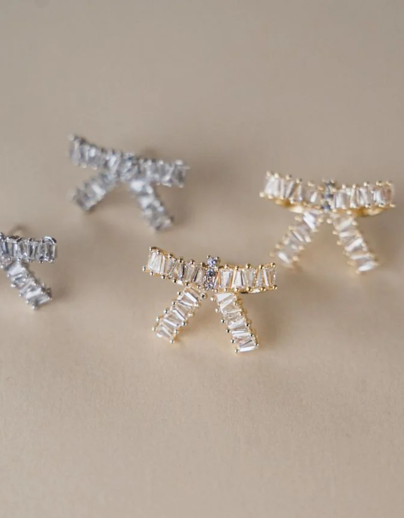 Luna & Stone Crystal Bow Stud Earring