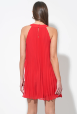 Adelyn Rae Corey Halter Pleated Dress with 3D Floral Applique