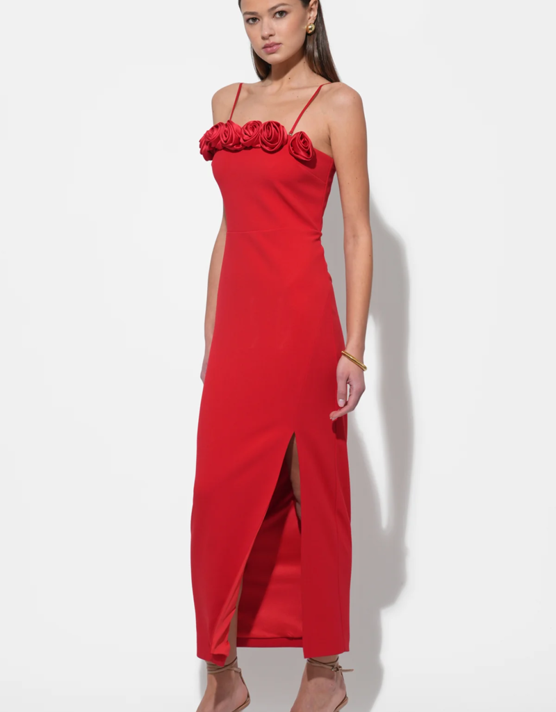 Adelyn Rae Solana Rosette Midi Dress with Removeable Straps