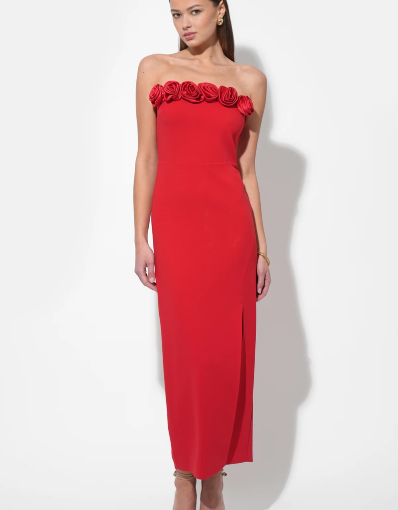 Adelyn Rae Solana Rosette Midi Dress with Removeable Straps