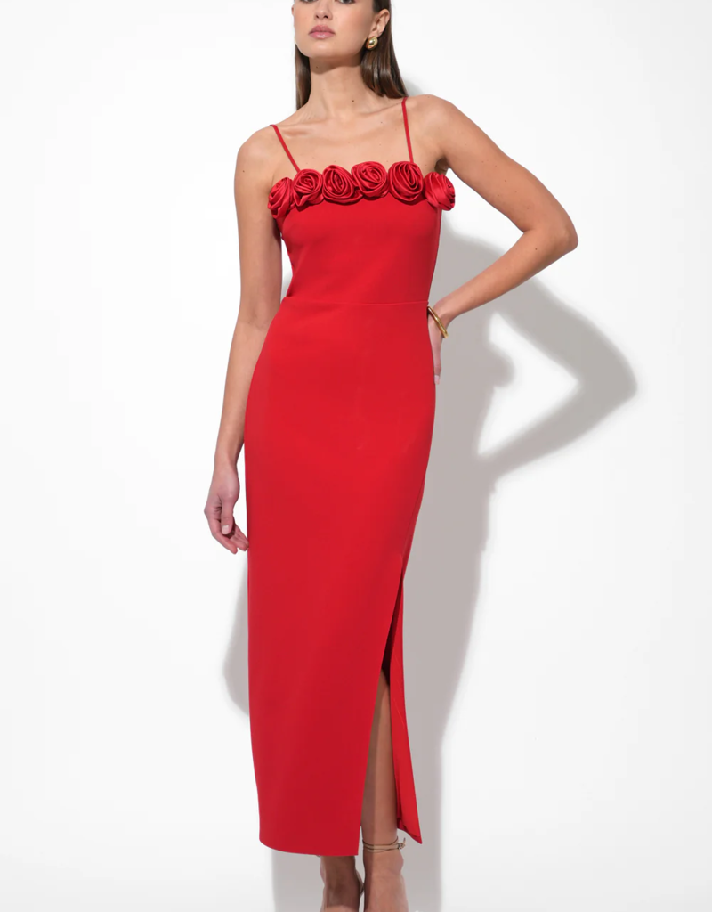 Adelyn Rae Solana Rosette Midi Dress with Removeable Straps
