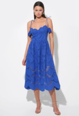 Adelyn Rae Alisha Scalloped Crochet Embroidered Midi Dress