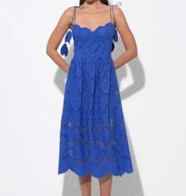Adelyn Rae Alisha Scalloped Crochet Embroidered Midi Dress
