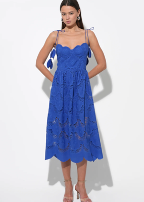 Adelyn Rae Alisha Scalloped Crochet Embroidered Midi Dress