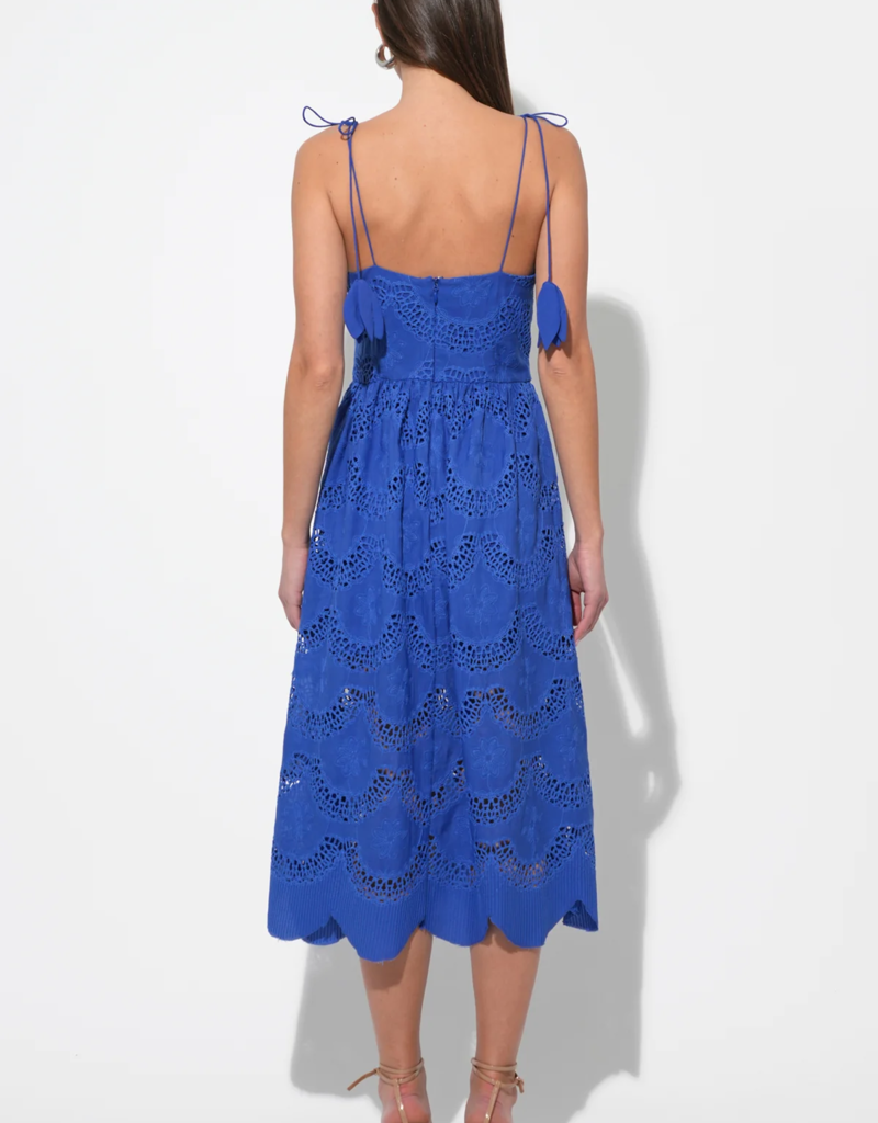 Adelyn Rae Alisha Scalloped Crochet Embroidered Midi Dress