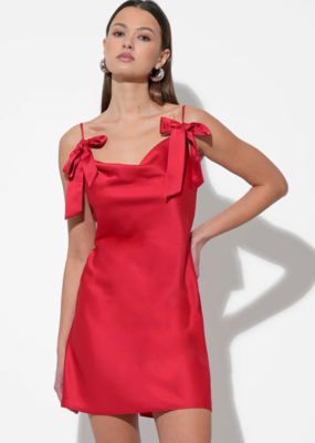 Adelyn Rae Kia Satin Mini Dress with Bows