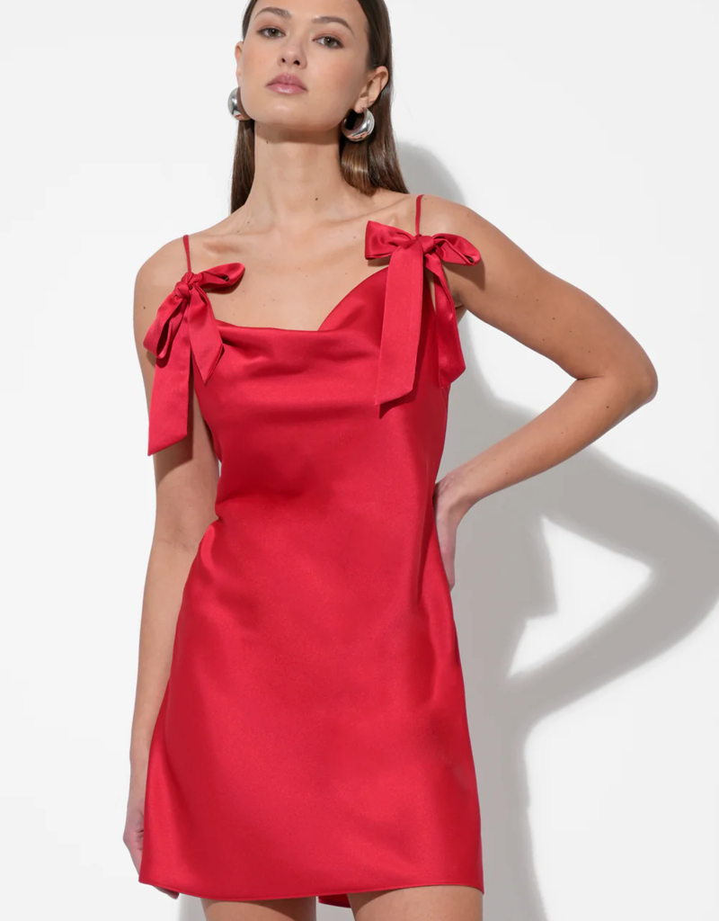 Adelyn Rae Kia Satin Mini Dress with Bows
