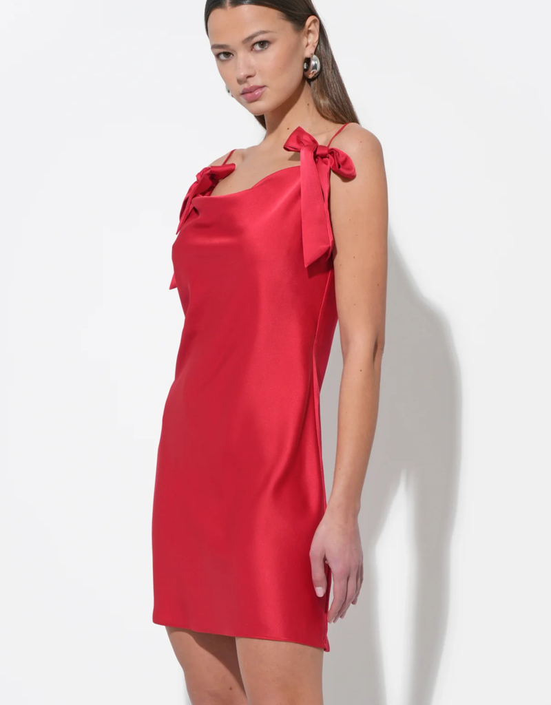 Adelyn Rae Kia Satin Mini Dress with Bows