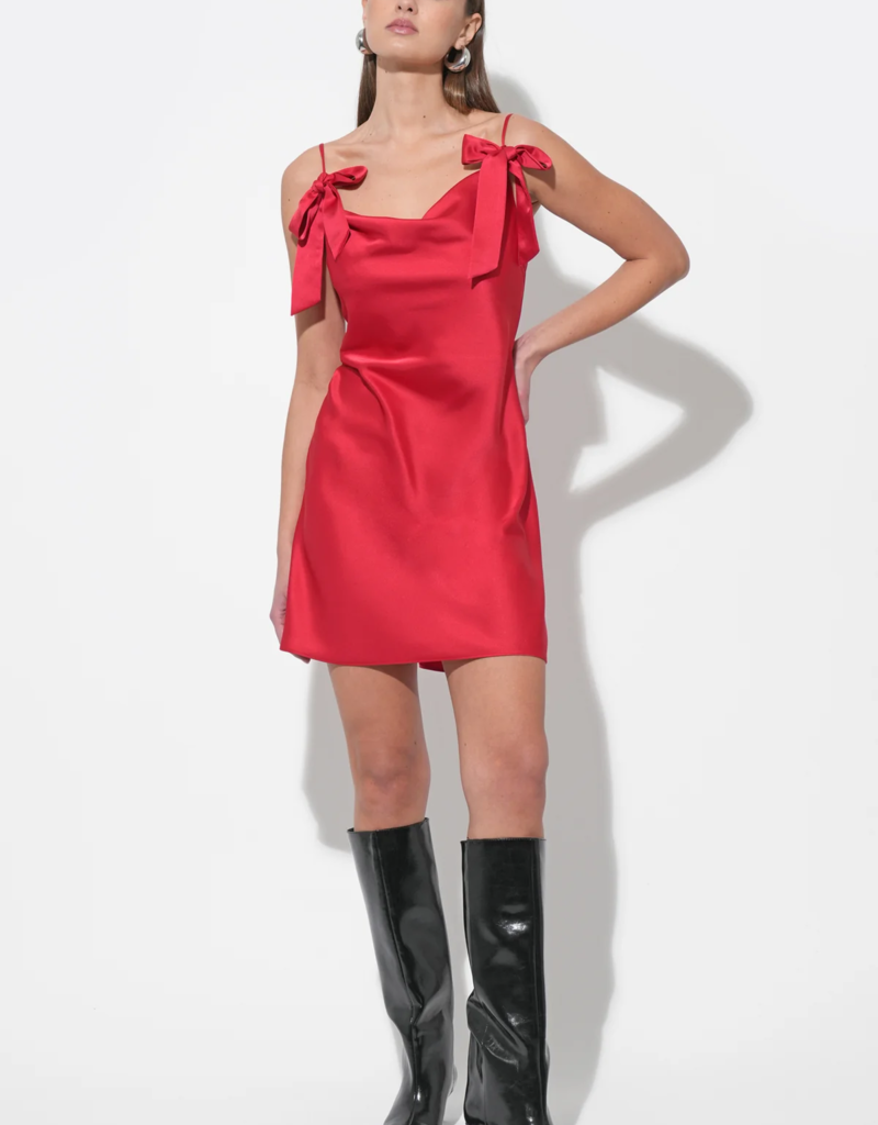 Adelyn Rae Kia Satin Mini Dress with Bows