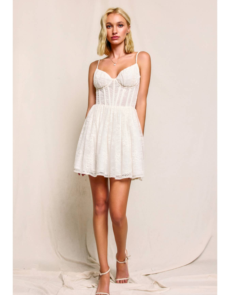 Dress Forum Playing Hard Corset Mini Dress in Cream
