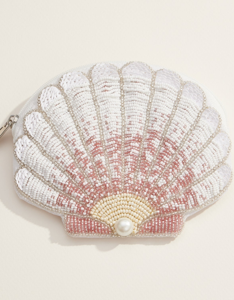 Lilla Haven Beaded Shell Pouch With Pearl Accent