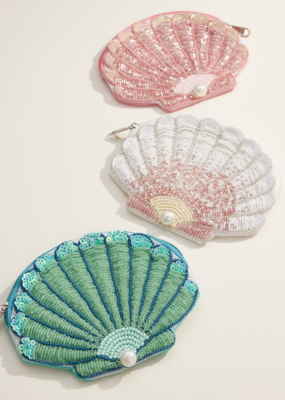 Lilla Haven Beaded Shell Pouch With Pearl Accent