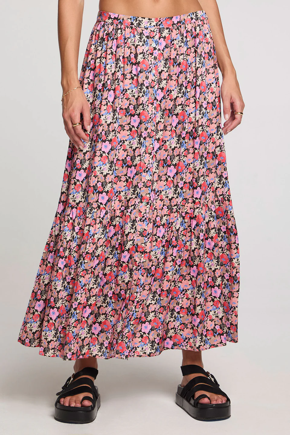 Osiris Maxi Skirt in Multi Floral - Adorn Boutique
