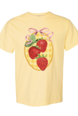 Perfectly Imperfect Designs Strawberry Picinic Yellow Oversized T-Shirt