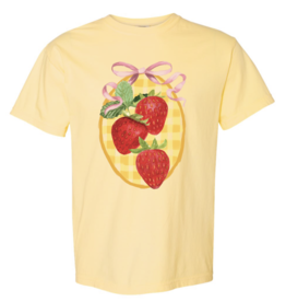 Perfectly Imperfect Designs Strawberry Picinic Yellow Oversized T-Shirt