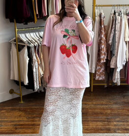 Perfectly Imperfect Designs Strawberry Fields Pink Oversized T-Shirt
