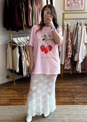 Perfectly Imperfect Designs Strawberry Fields Pink Oversized T-Shirt