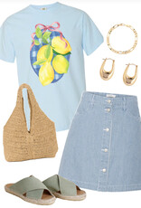 Perfectly Imperfect Designs Lemon Squeeze Blue Oversized T-Shirt