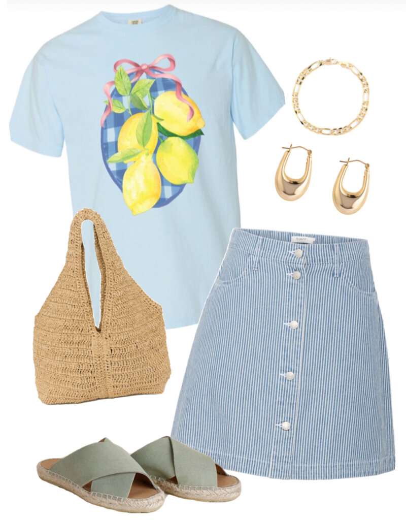 Perfectly Imperfect Designs Lemon Squeeze Blue Oversized T-Shirt