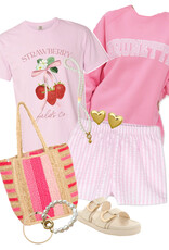 Perfectly Imperfect Designs Strawberry Fields Pink Oversized T-Shirt