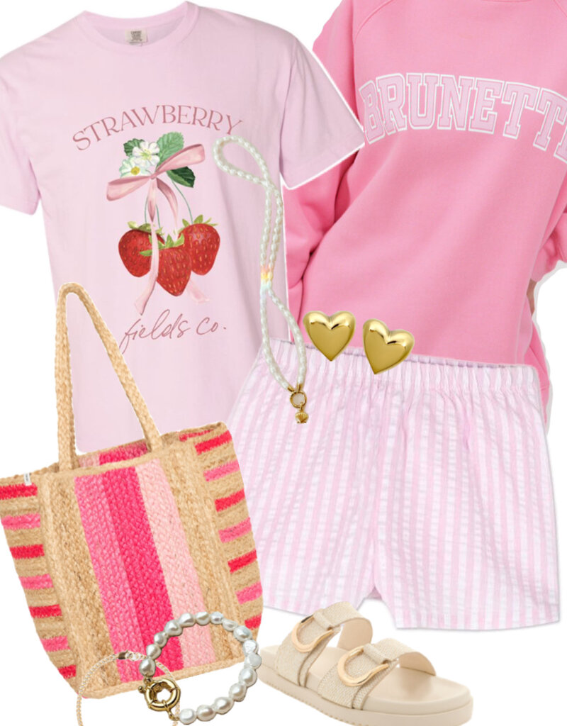 Perfectly Imperfect Designs Strawberry Fields Pink Oversized T-Shirt