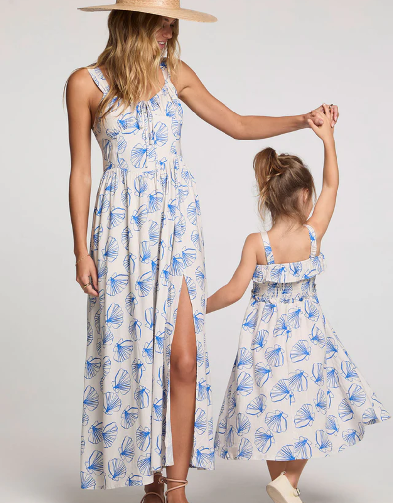 Saltwater Luxe Kids Valorie Midi Dress in Ocean Stripe